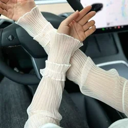 Summer Long Sun-protective Sleeves Lady Sun Protection Fingerless Thin Lace Mesh Arm Sleeve Anti-UV Sunscreen Breathable Mittens