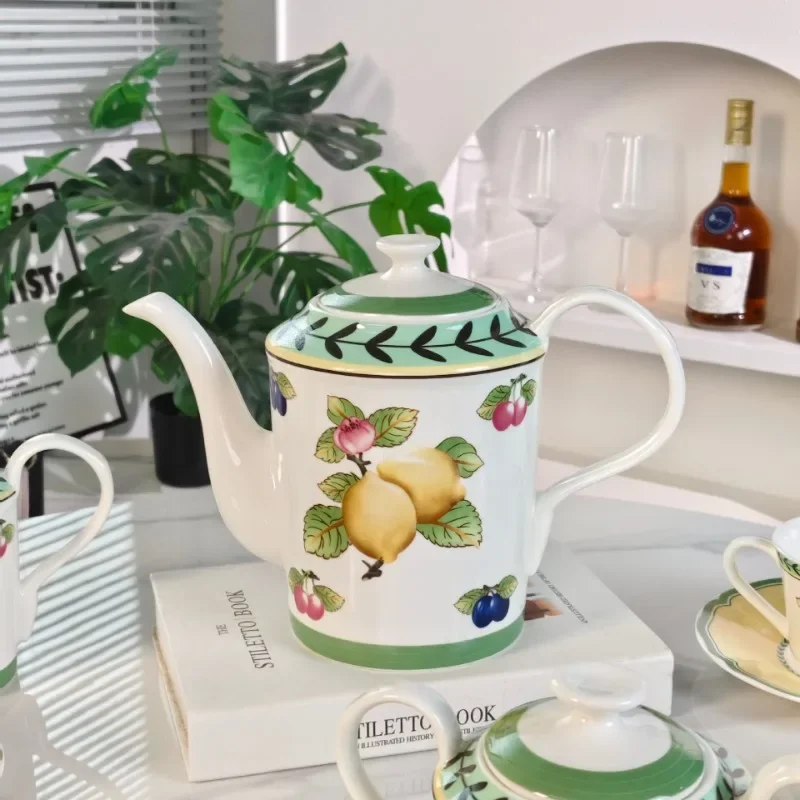 Coffee cups and saucers French garden series bone china afternoon snack plate household 15-piece gift box