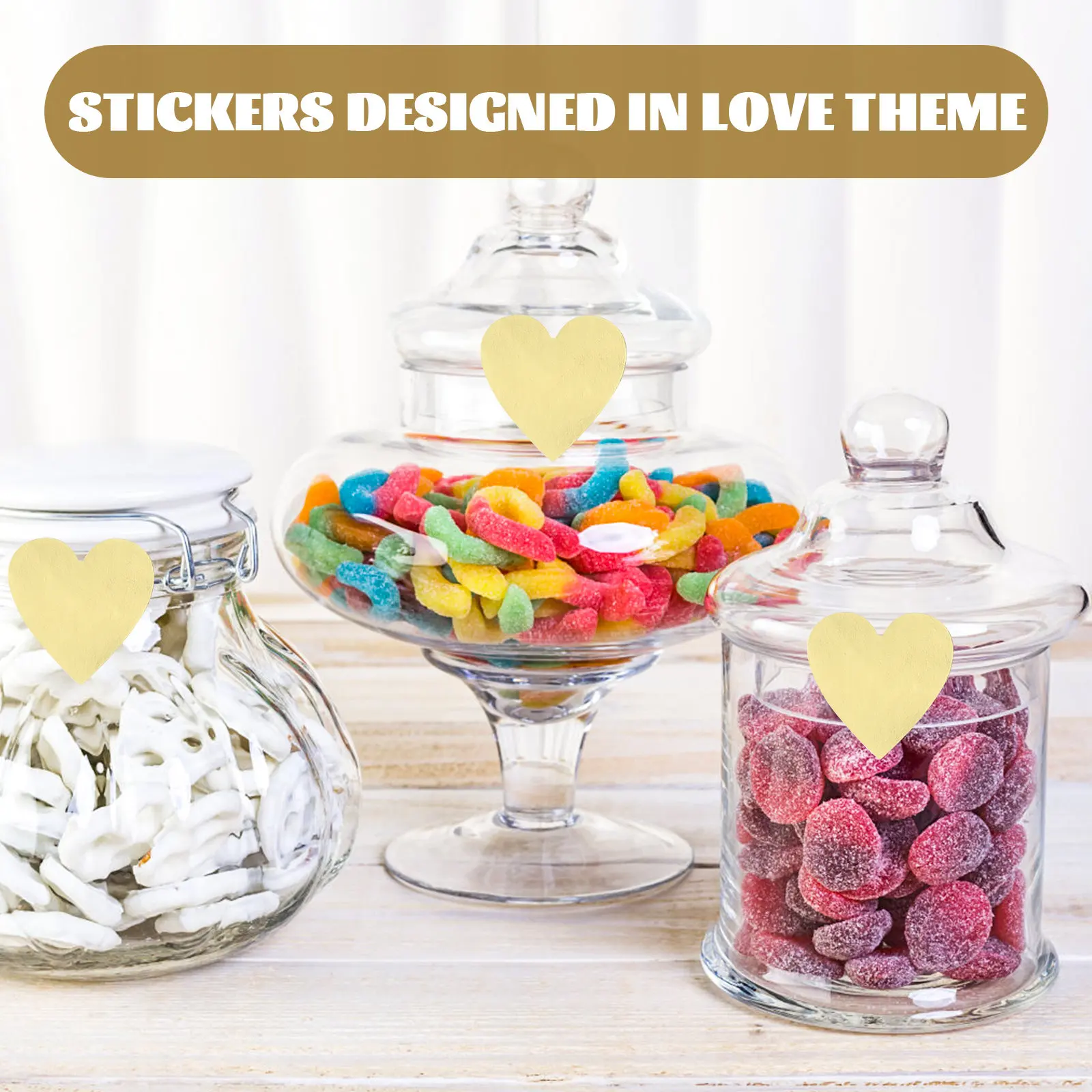 2 Rolls Round Heart Label Stickers with Strong Adhesion for Packaging Sealing Homemade Gifts Boutique Bakery Scrapbook Decor