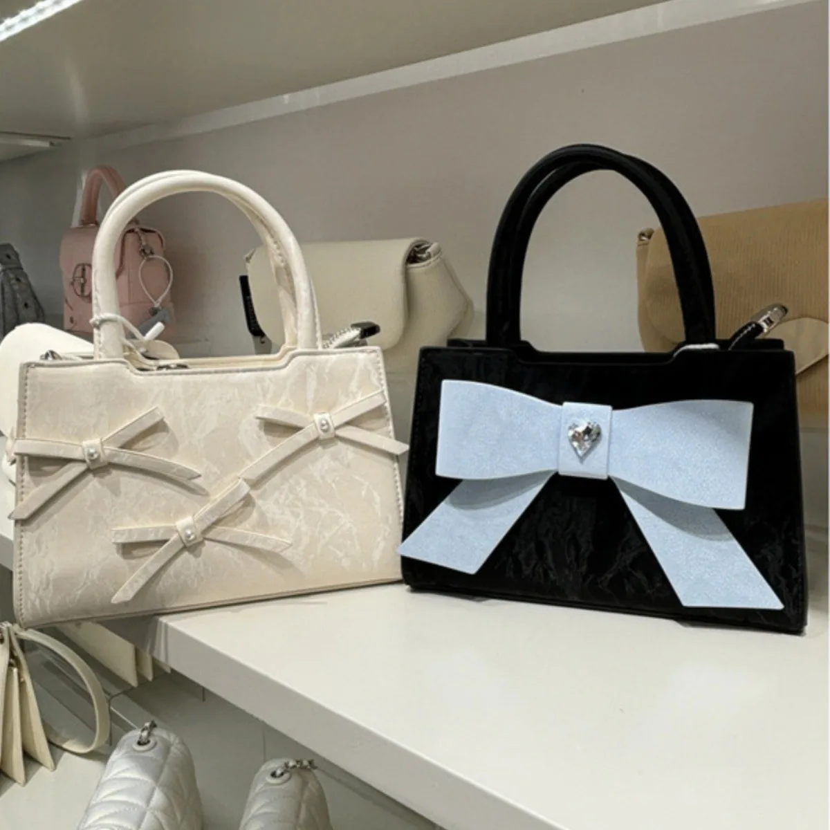 

2025 new summer women‘s’ bags bow sweet cute handbag fashionable versatile small square bags shoulder messenger bag women