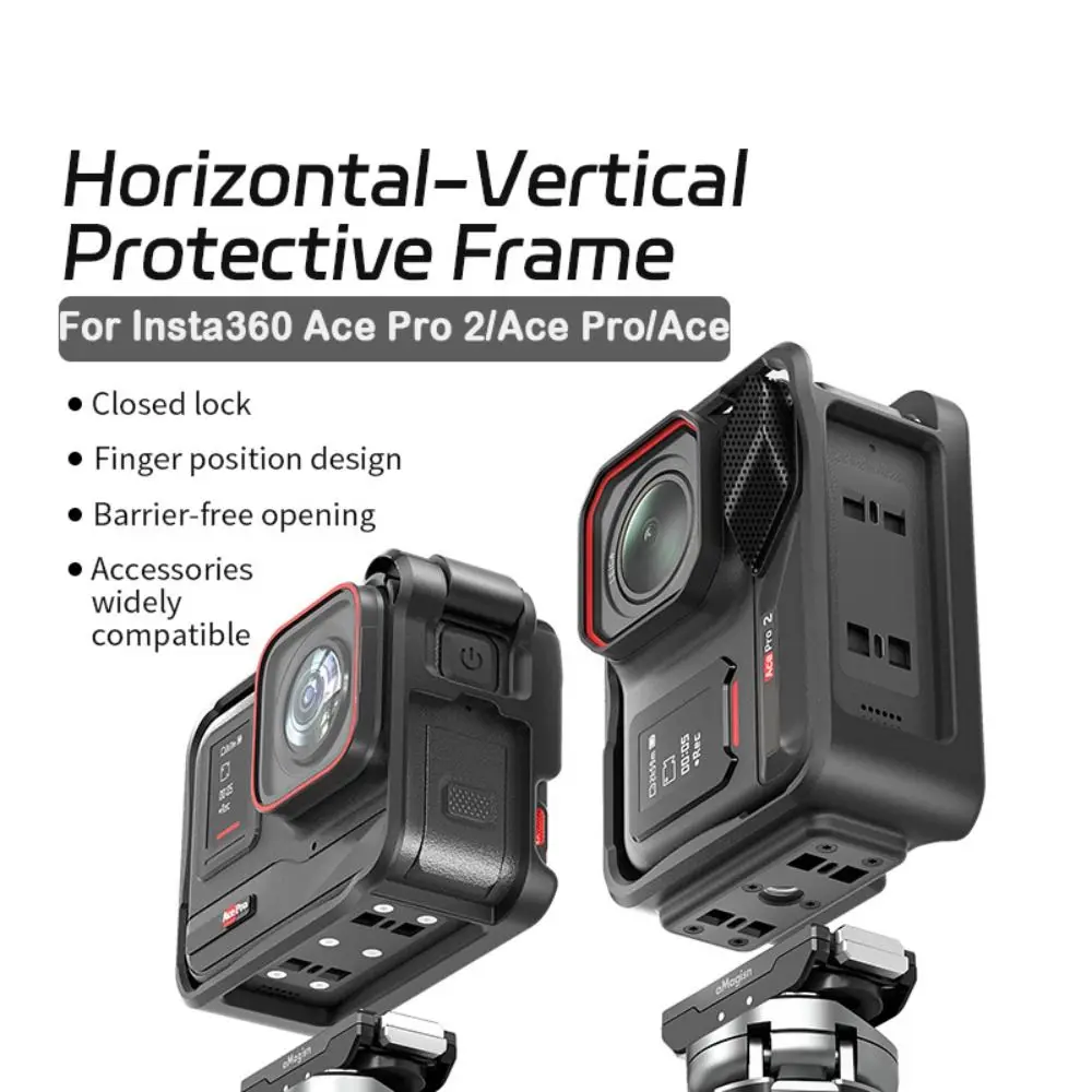 إطار حماية ABS أفقي عمودي سريع الإصدار قفص أرنب حامل الحذاء البارد لـ Insta360 Ace Pro 2/Ace Pro/Ace