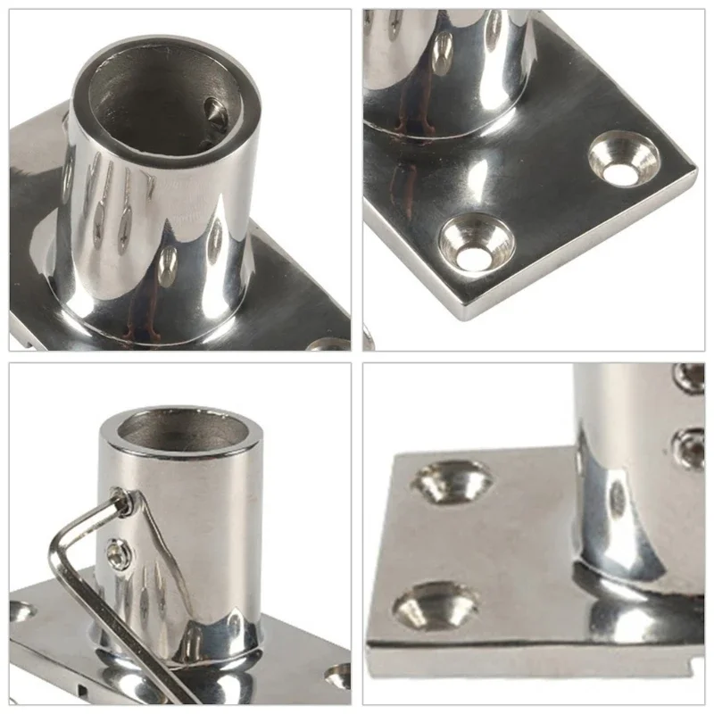 

Flange Base Stainless Floor Flange Pipe Rectangular Support Flange Holder with Screws and Wrench Boat Accessories X37F