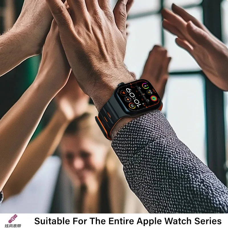 애플워치 울트라 2 49mm 44mm 45mm 46mm 42mm용 마그네틱 실리콘 스트랩, iWatch 시리즈 10 9 8 7 6 5 SE 호흡 밴드 팔찌