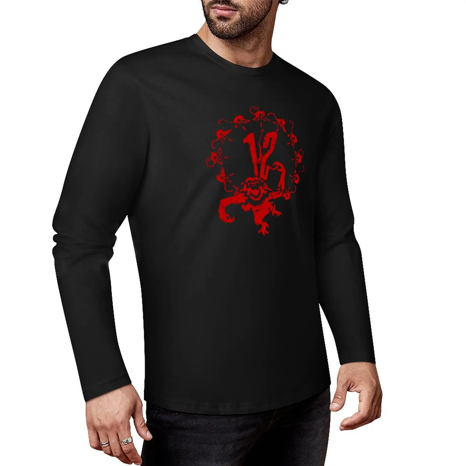 

12 Monkeys - Terry Gilliam - Red on Black Long T-Shirt oversized t shirts aesthetic clothes men t shirts