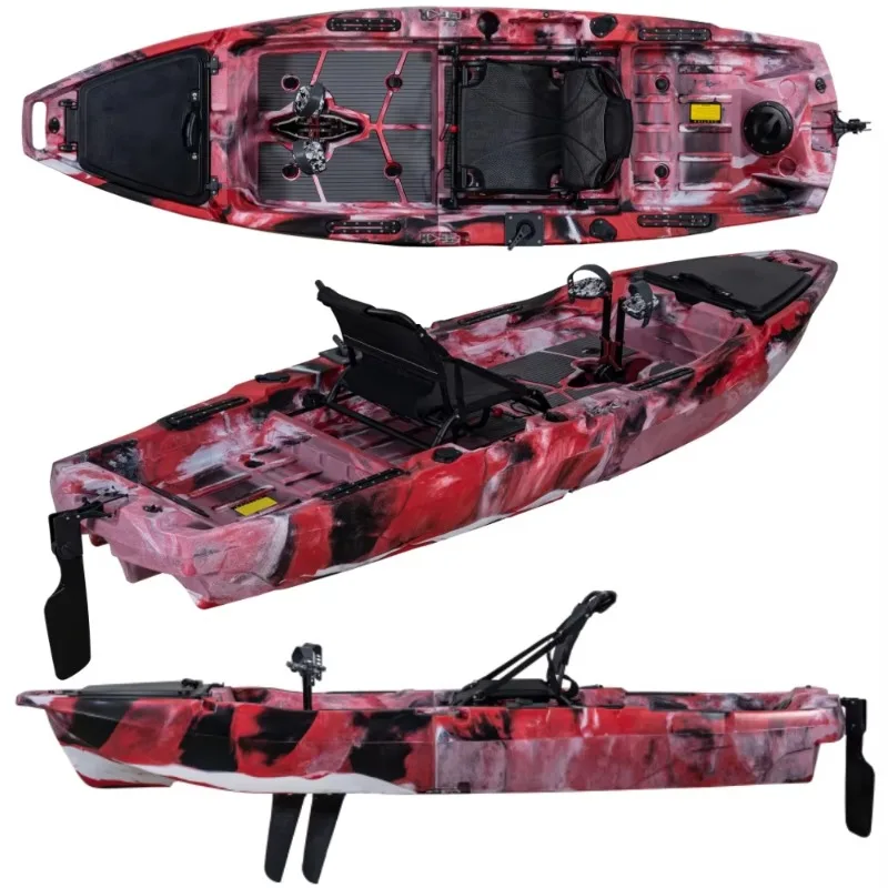Modular Durable HDPE Plastic Fishing Kayak Two-Section 3m Pedal Drive Kayak For Water Sports