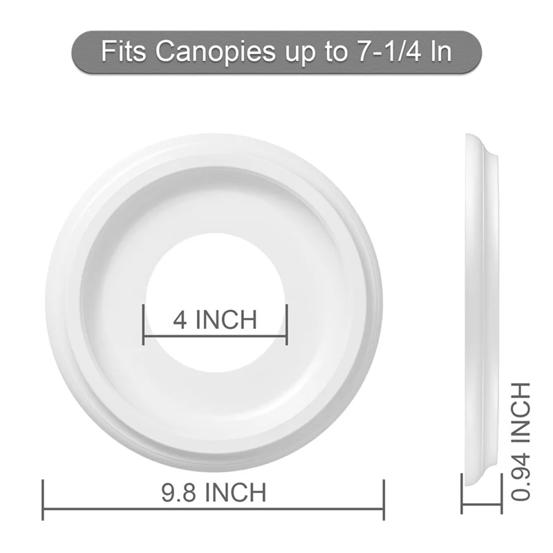 RALCA-4Pack ميدالية سقف من النايلون المصبوب باللون الأبيض لتركيبات الإضاءة ومراوح السقف 10Inod X 4In ID X 1-2/8In P (حتى 7-1/4In)