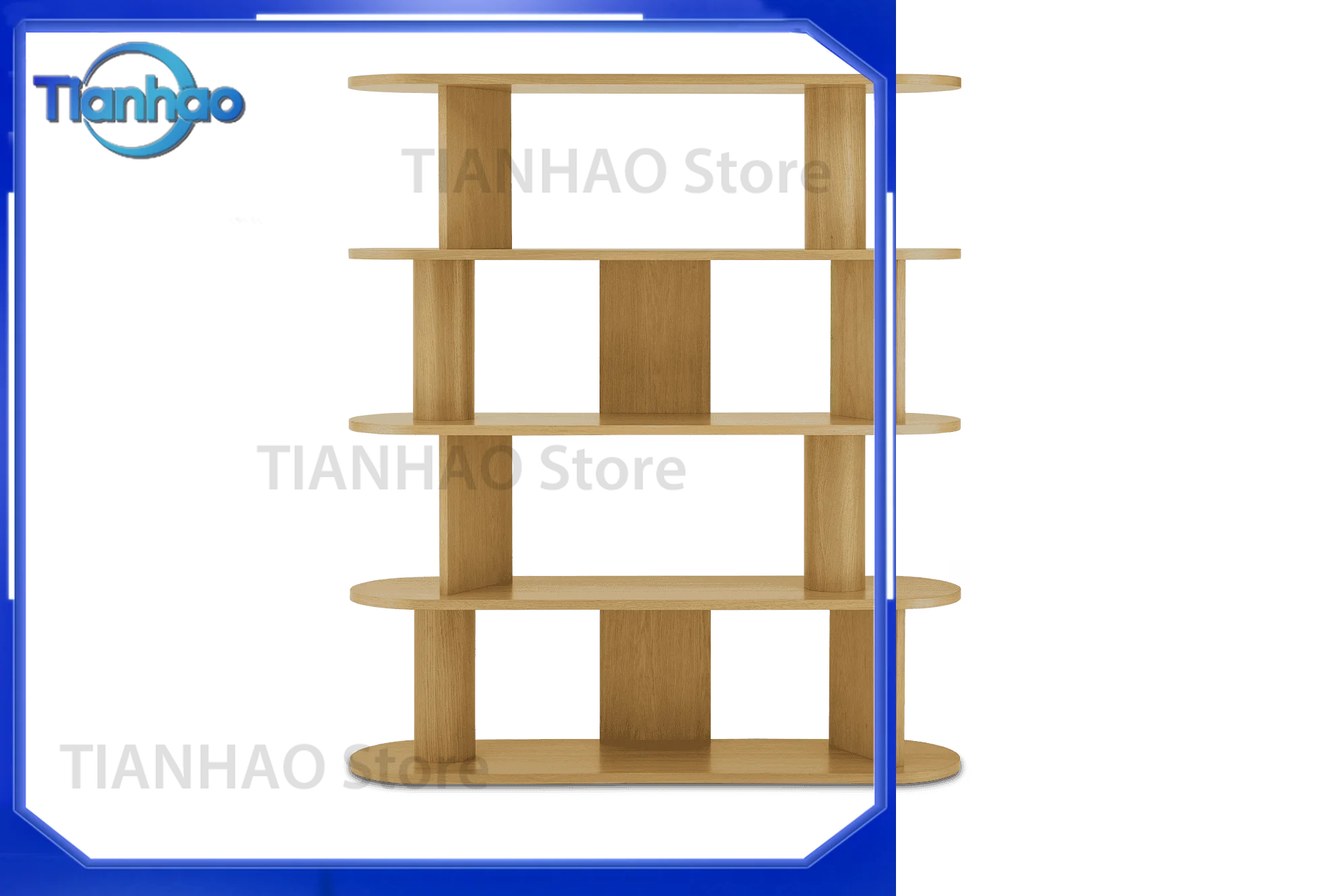Scandinavian Solid Wood Library Display Shelf for Living Room Office Wall Mounted Floor Standing Open Bookcase