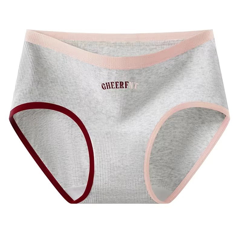 

New Women's Cotton Mid-Rise Striped Briefs Extended Length Antibacterial Gusset Teenage Girls' American-Style Triangle Panties