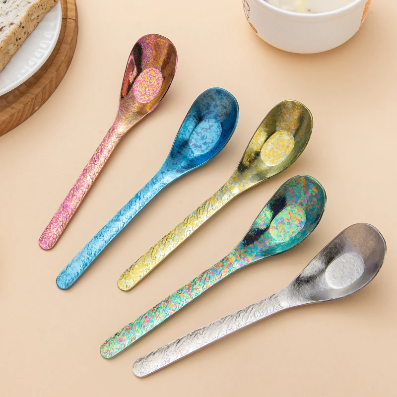 Titanium Spoon Titanium Cookware Portable Cutlery Dishwasher Safety Tableware for Outdoor Camping, Work, School, Restaurants