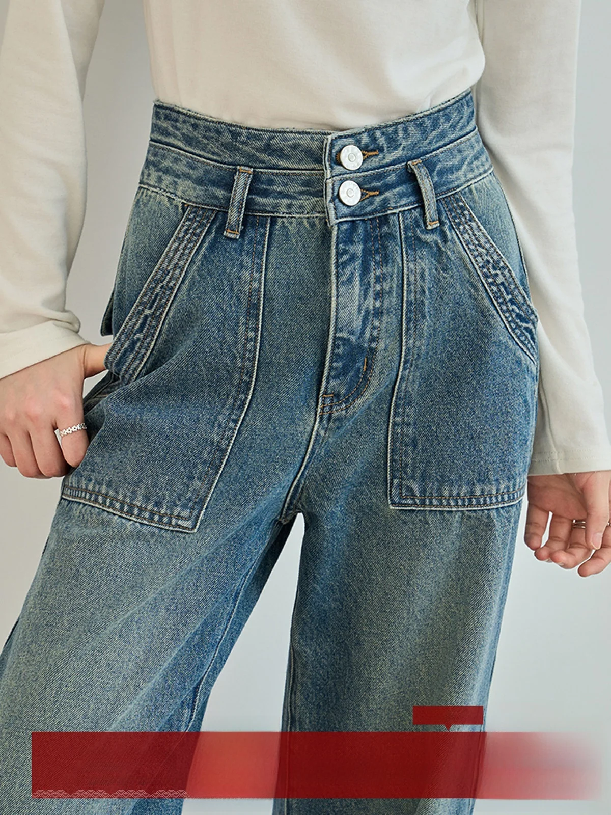 

Blue High Waist Wide Leg Vintage Waed Denim Jeans Women's Loose Slim Straight Pants Commute Sle Autumn Winter New Arrival