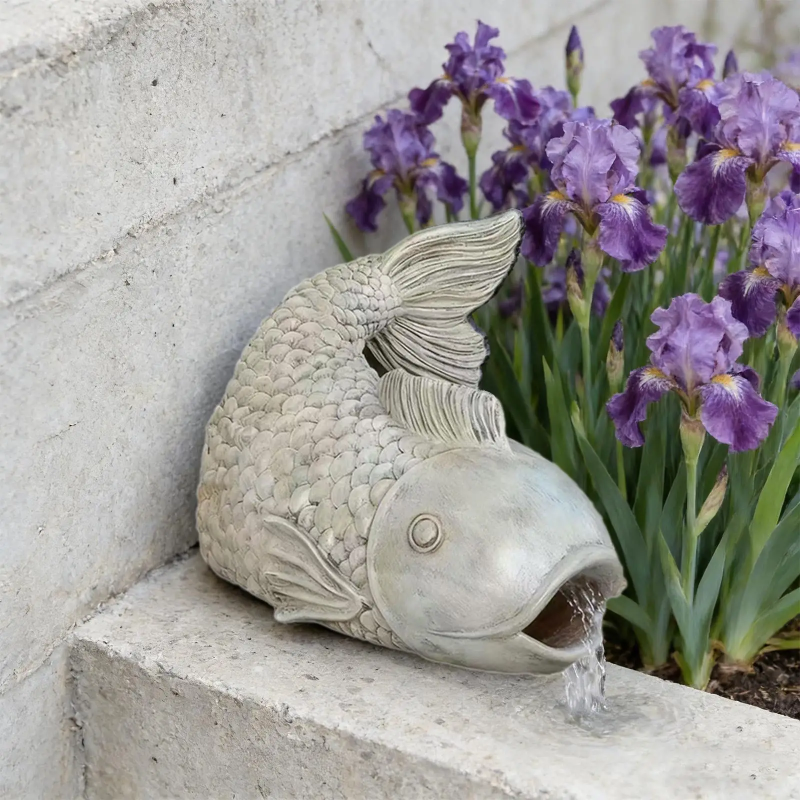 Rainwater Diverter Fish Gutter Downspout Statue House Replacement Ornament Rain Downspout Diverter for Lawn Patio