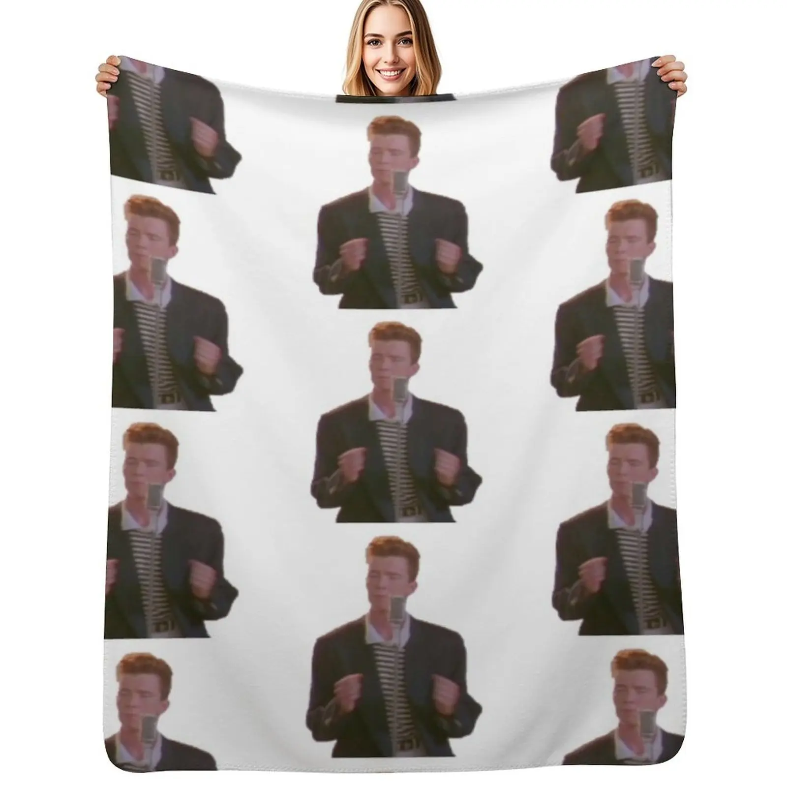 Rick Astley Rick Roll Never Give You Up Throw Blanket Warm Comfortable Blanket Gift for Parents Friends