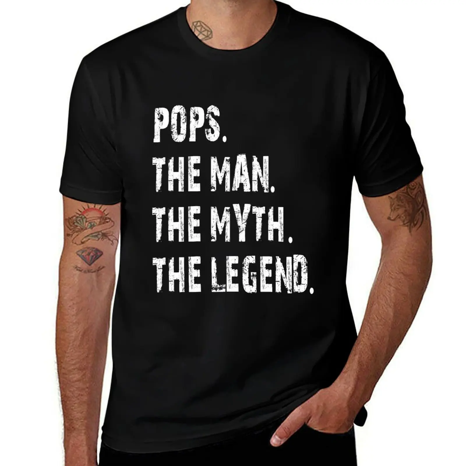 Pops The Man The Myth The Legend Shirt T-Shirt Work Utility Casual Tee Shirt