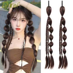 DIFEI 45cm Boxing Braid Synthetic Wig Braid Female Ponytail Sweet Cool Twist Braid Music Festival Double Ponytail Braid Wig