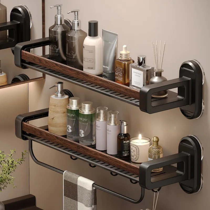 Dual Suction Cup Kitchen Organizer Multi-Functional Spice Shelf Wall Mounted Bathroom Holder Space Saving Home Storage System
