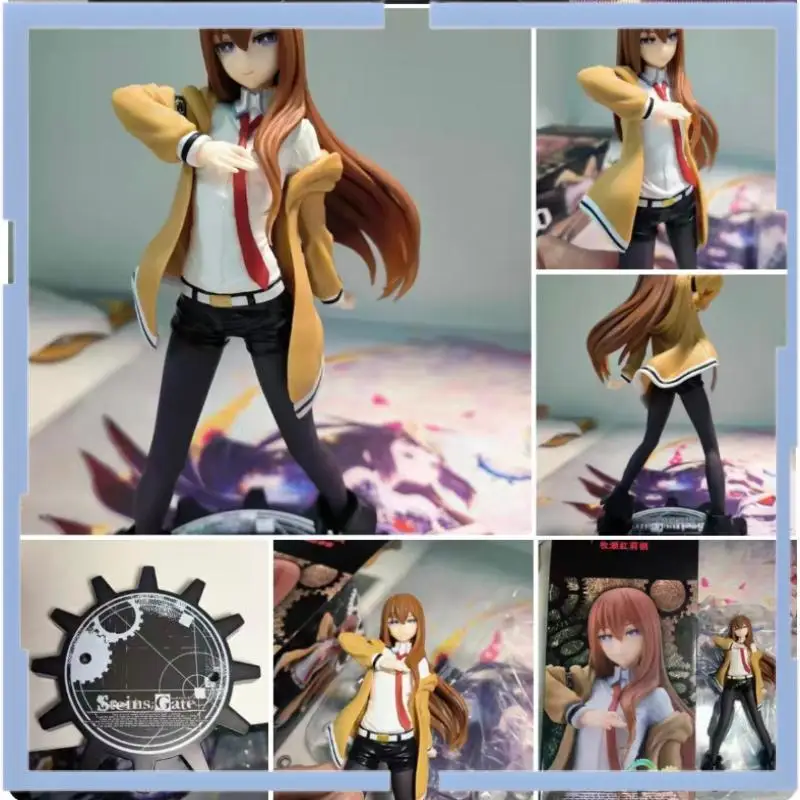 

В наличии, натуральная 18 см Makise Kurisu Steins;gate, стоячая поза, аниме-фигурка, модель, коллекционная игрушка, подарок на фестиваль, новый и нераспечатанный