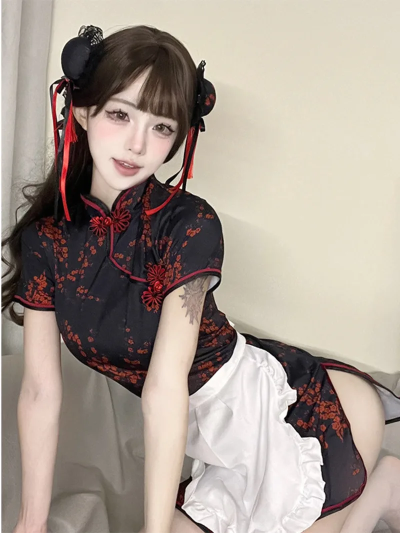 Exotic Summer Fashion Women\'s Clothing Cheongsam new Chinese Style Pattern Embroidery Kangaroo Bag Decoration Elegant Dress YEJY