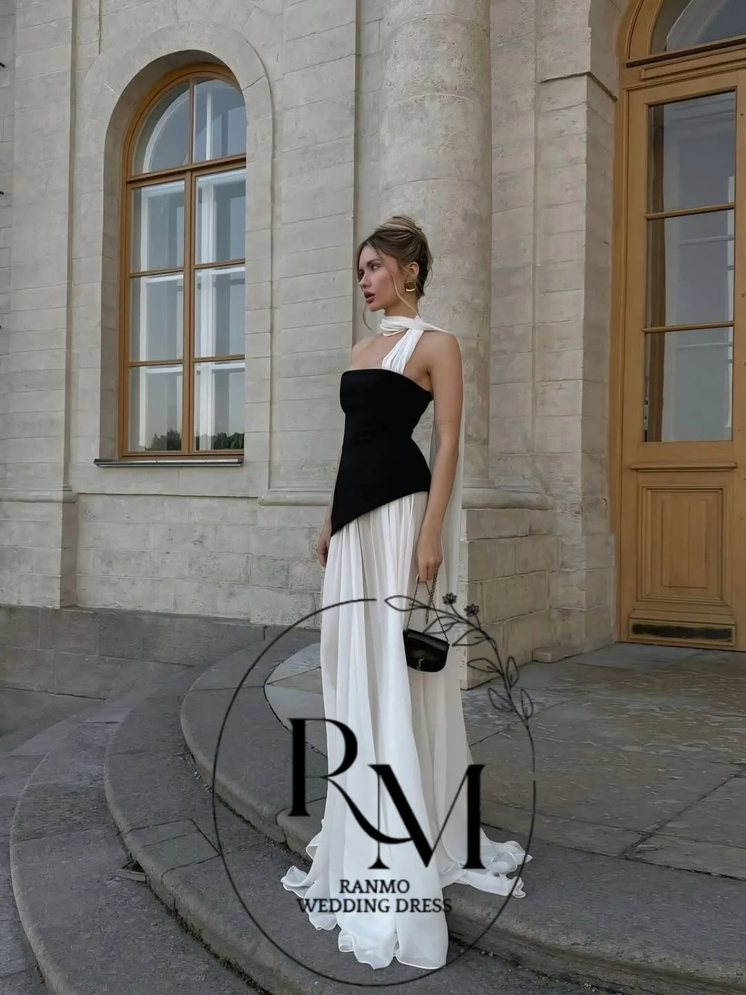 Ranmo Customized Strapless Chiffon Prom Dress Floor-Length Shawl vestidos de noche color blocking Elegant Evening Dresses 2026