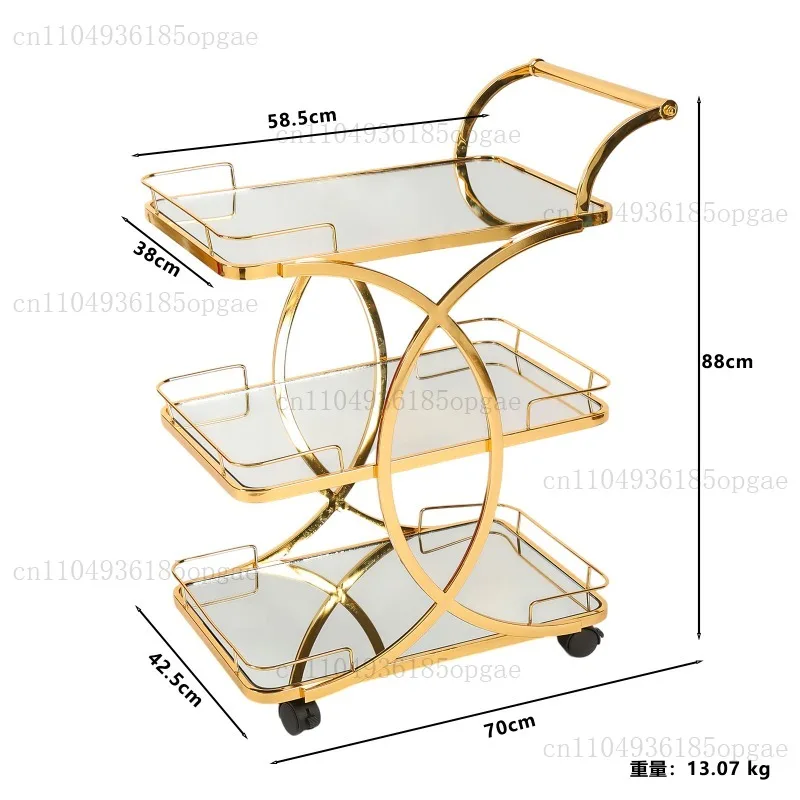 European-style hotel cart Dining cart Three-layer movable hand wrought iron cart Lobby restaurant Dessert cake dim sum dining