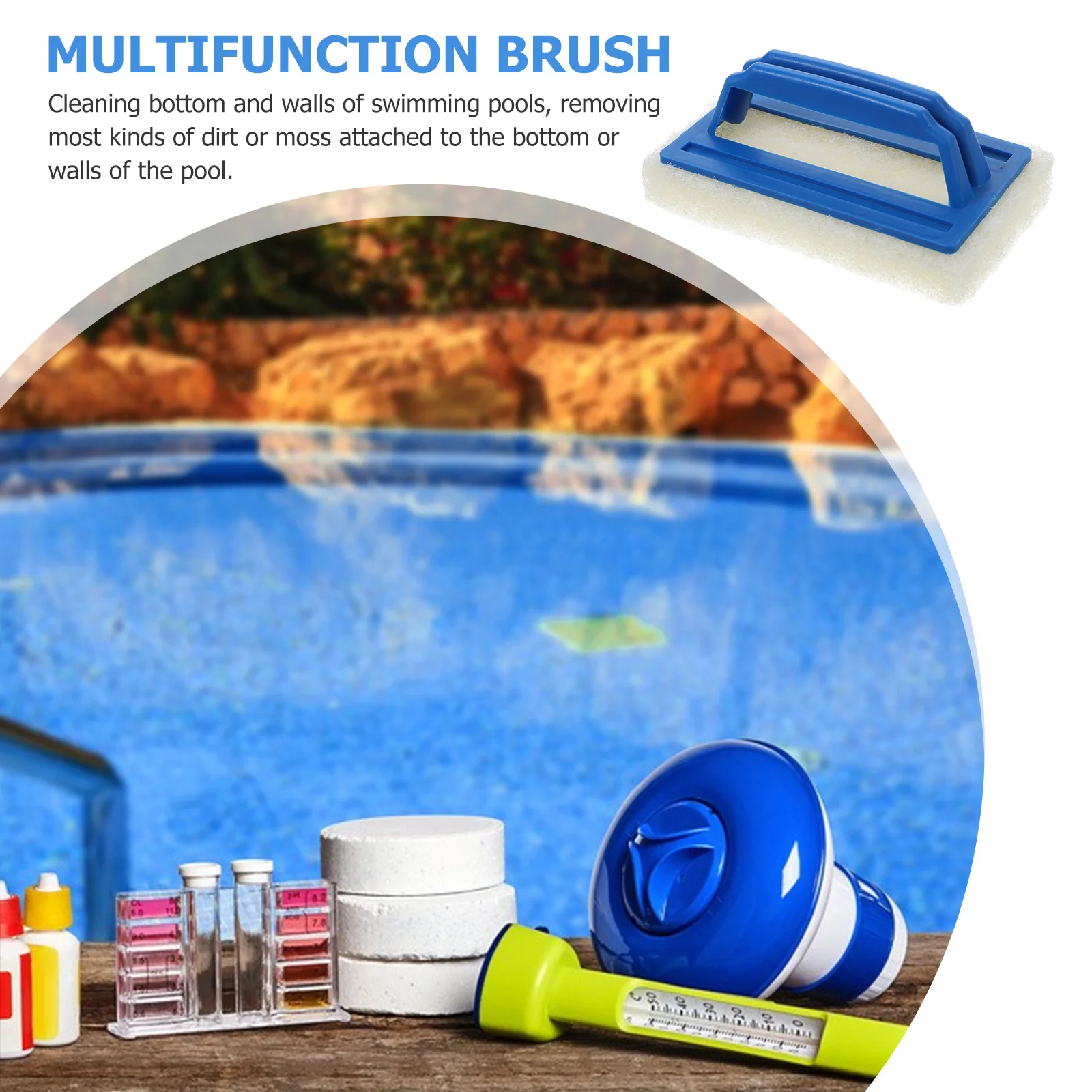 1pc Swimming Pool Cleaning Brush Premium Nonwoven Bristles Durable Plastic Handle For Pool Floor Wall Maintenance