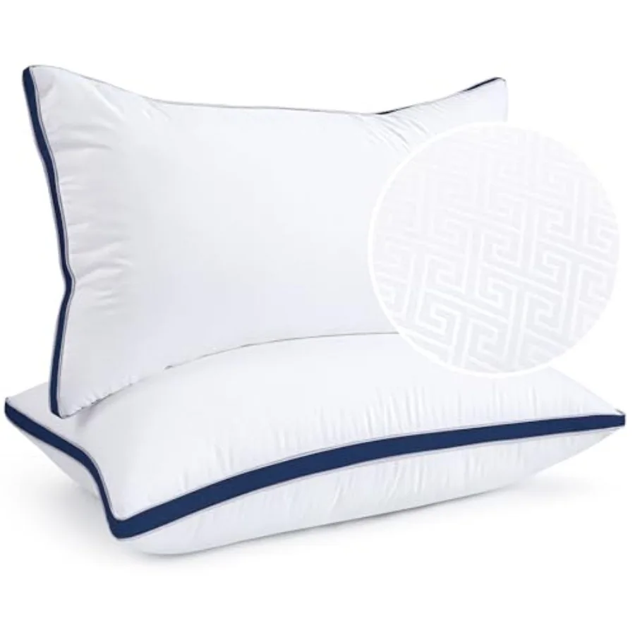 

Комплект из 2 подушек King Size, гостиничного качества, охлаждающие, с наполнителем из искусственного пуха, с боковыми вставками, для сна на боку, спине или животе, темно-синие
