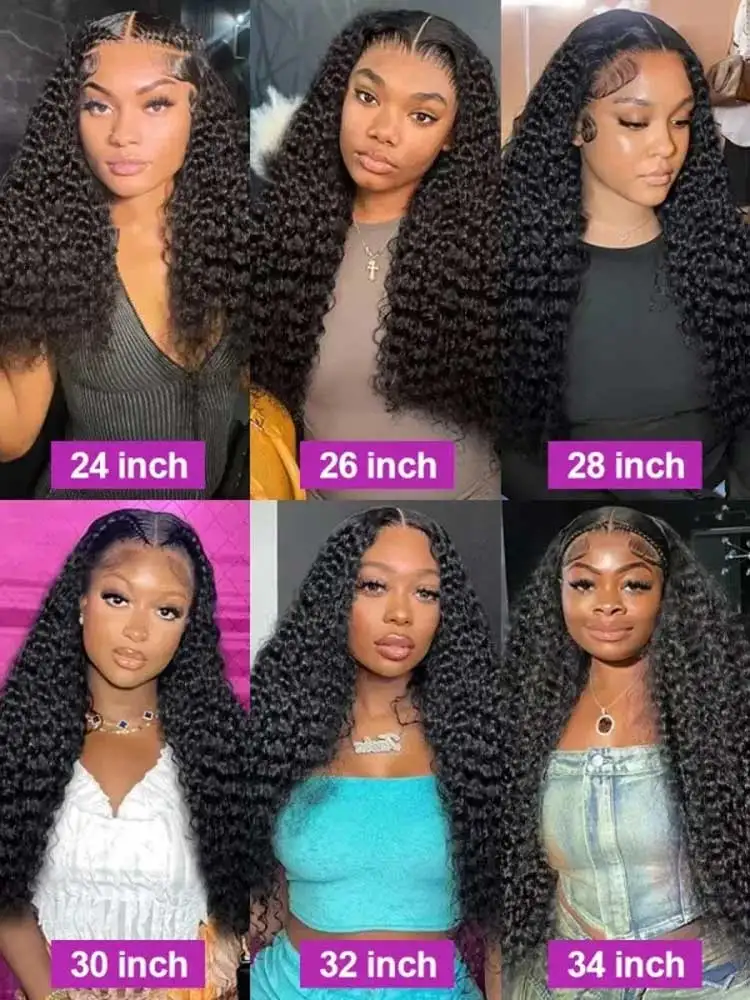 250% 13x4 Kinky Curly Lace Front Wig 40 42 Inch Deep Kinky Curly Human Hair Wigs 13X6 HD Transparent Lace Frontal Wig For Women