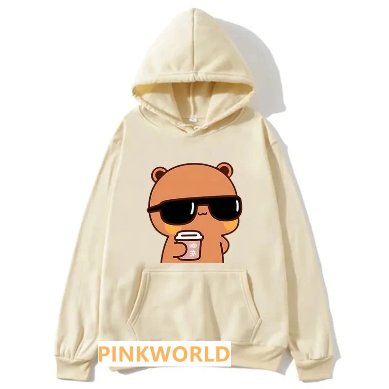 Couple Hoodies Bubu Is Watching Movie With Dudu Autumn Winter Sweatshirt Cartoon Kawaii Pullover Harajuku Men Women Sudaderas