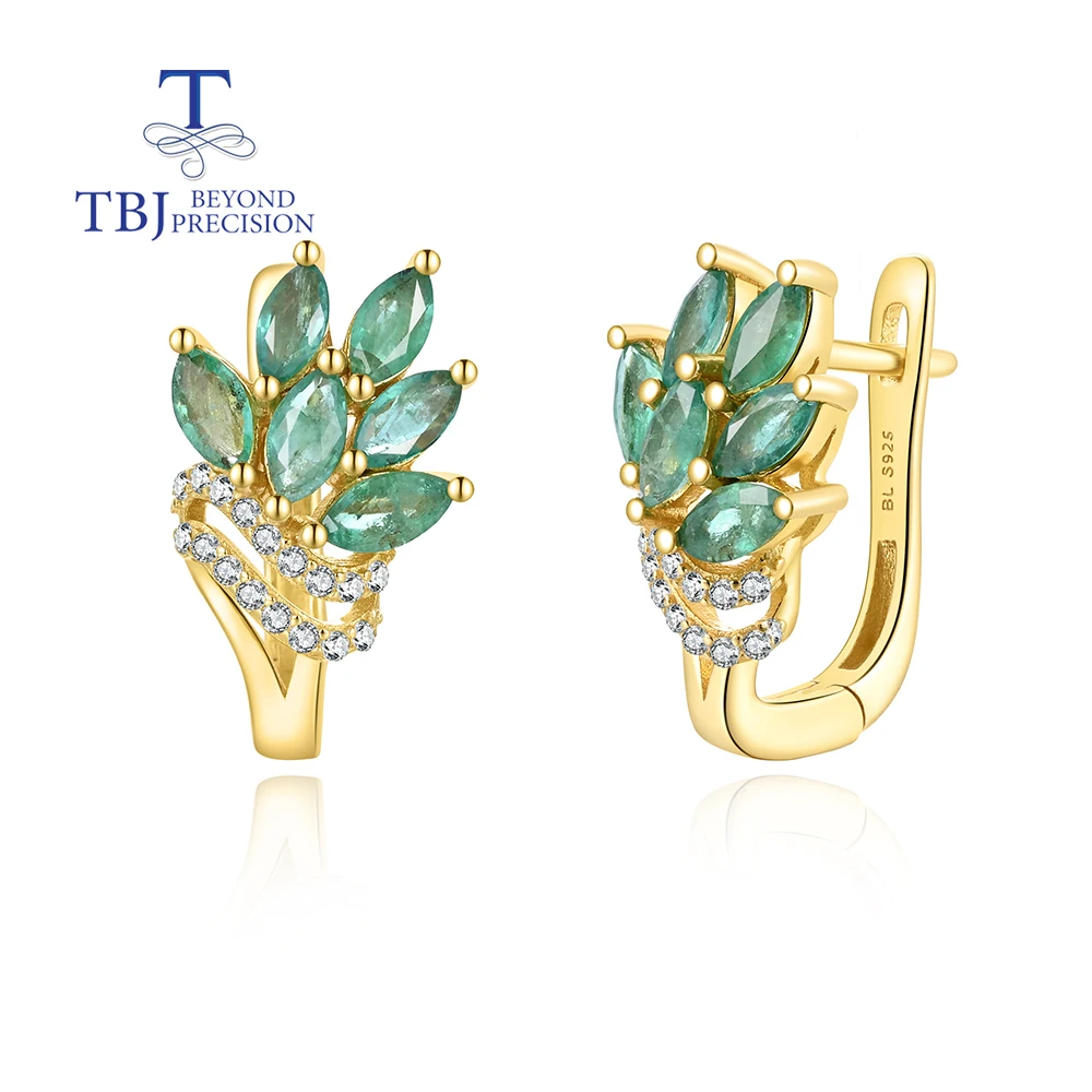 2026, Luxury Real Emerald Earrings 925 Sterling Silver natural Gems fine Jewelry for Women Wife Birthday Anniversary Gift