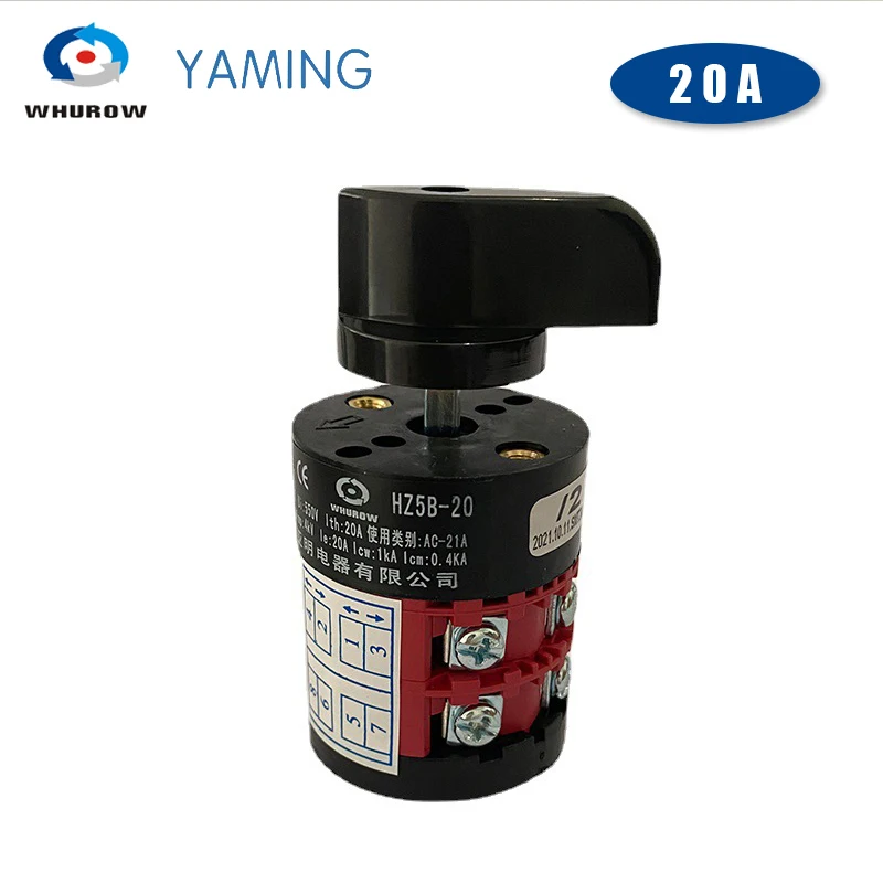 

Yaming Electric 3 Position HZ5B-20/2 Combination Changeover Rotary Cam Switch 20A Two Poles 8 Terminals Silver Contact