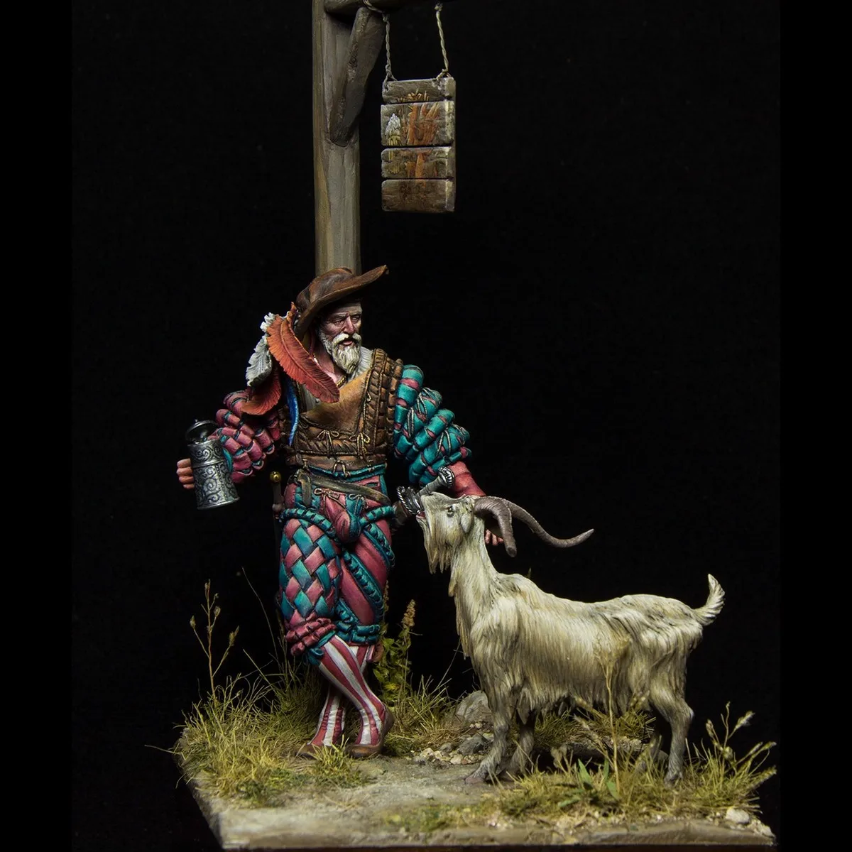 

75mm resin figure unpainted model kit, Mercenary and Goat, Survivors in Battle Unassembled and Unpainted GK