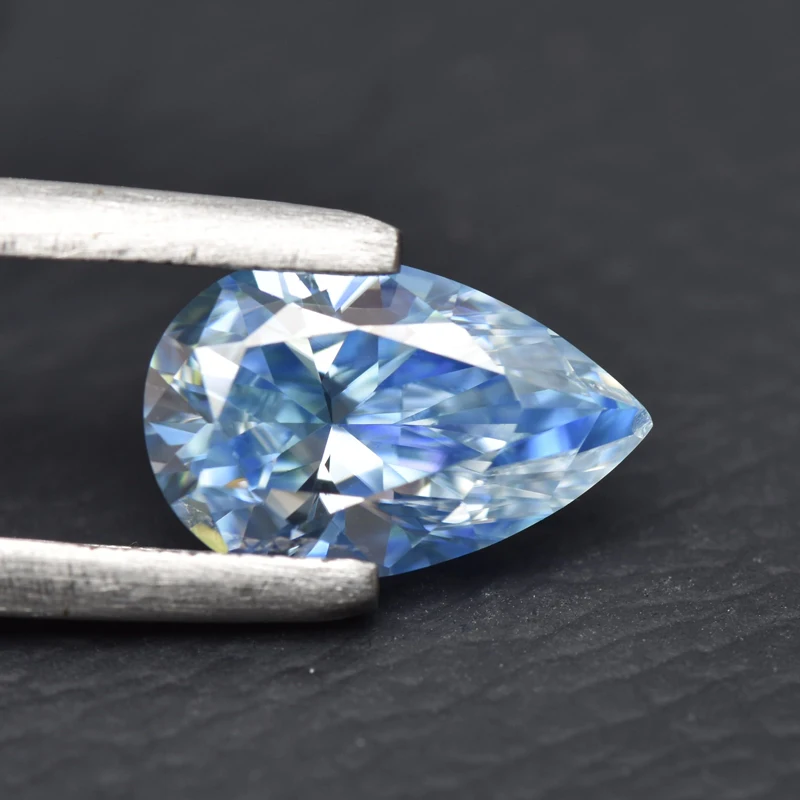 Moissanite Stone Pear Cut Ice Blue Color Lab Grown Diamond for Diy Jewelry Making Pass Diamond Tester with GRA Certificate