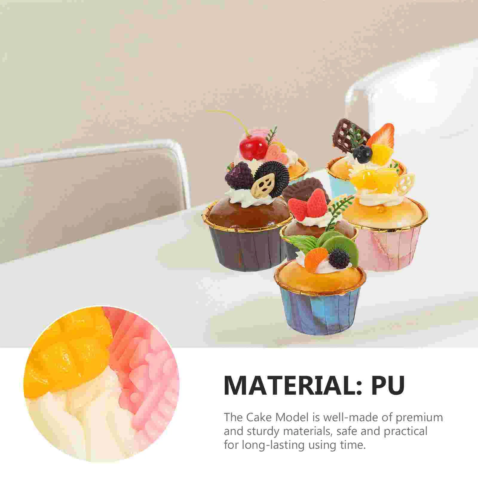 6 Pcs Cake Model Artificial Cakes Home Decors Top Hat Delicate Models Simulation Dessert PU Material Shop Decoration Store