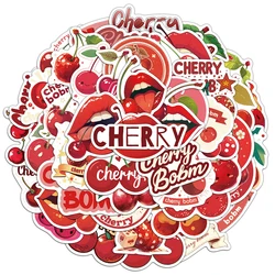 50PCS Fruit Cherry Sticker Red Cute Handheld Material Phone Case Laptop Luggage Waterproof Sticker