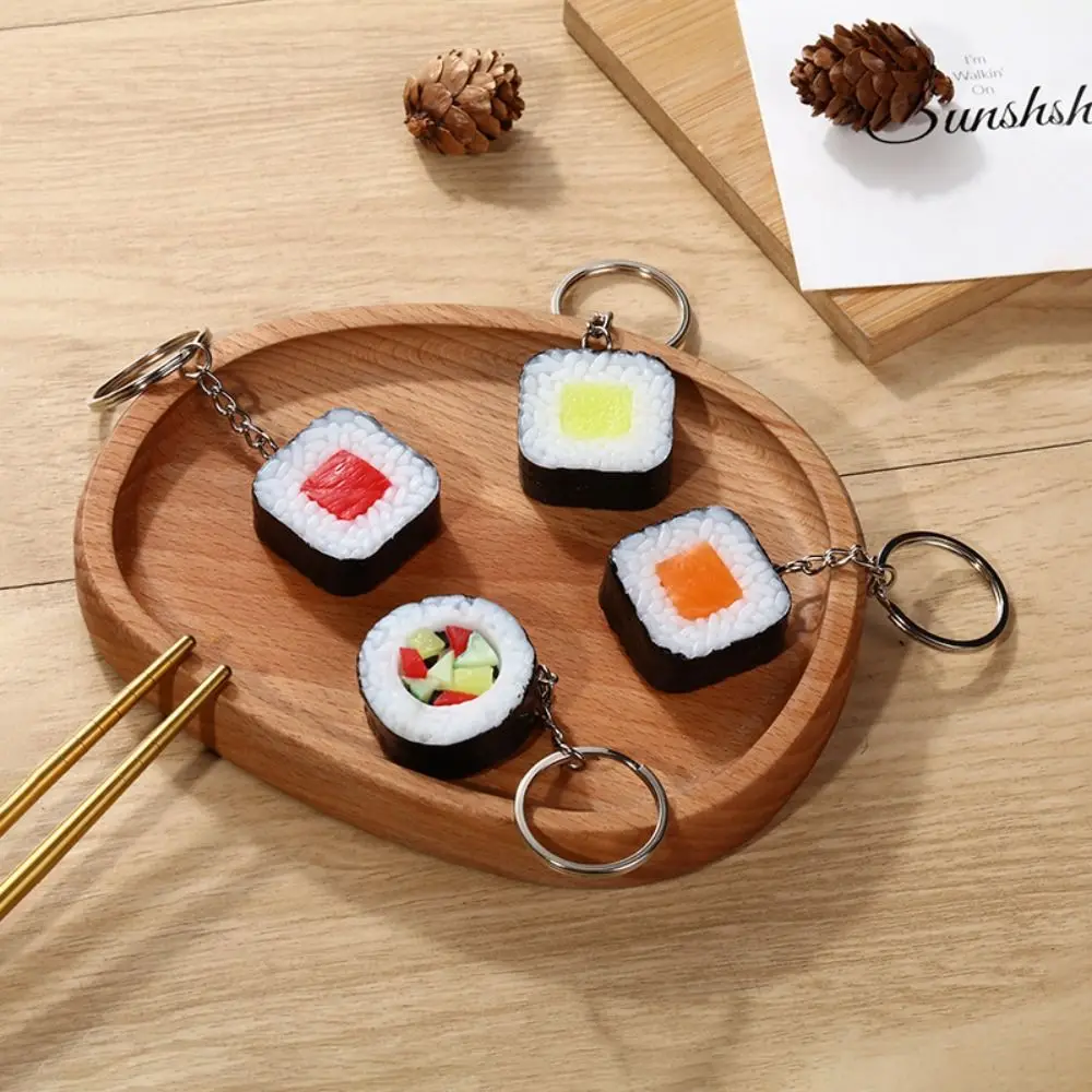 Simulation Food Keychains Sushi Keyring Women Men Gift Creative Bag Car Bluetooth Earphone Box Charms