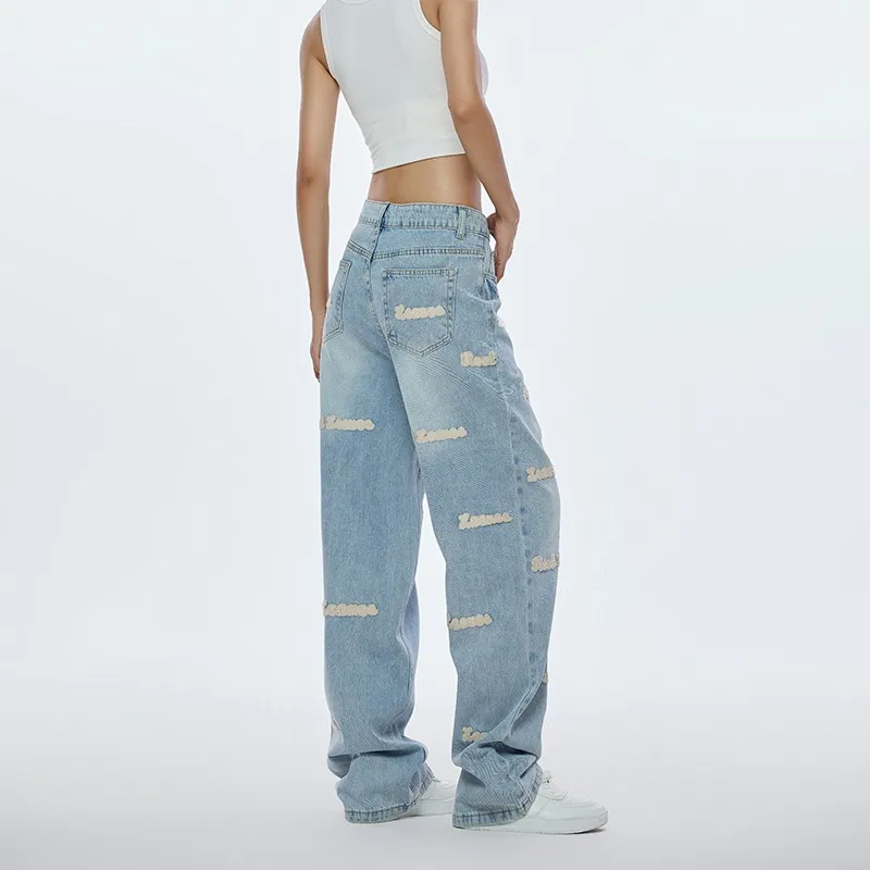 ZHISILAO New Vintage Classic Blue Jeans Women High Waist Wide Leg Straight Denim Pants Streetwear 2024