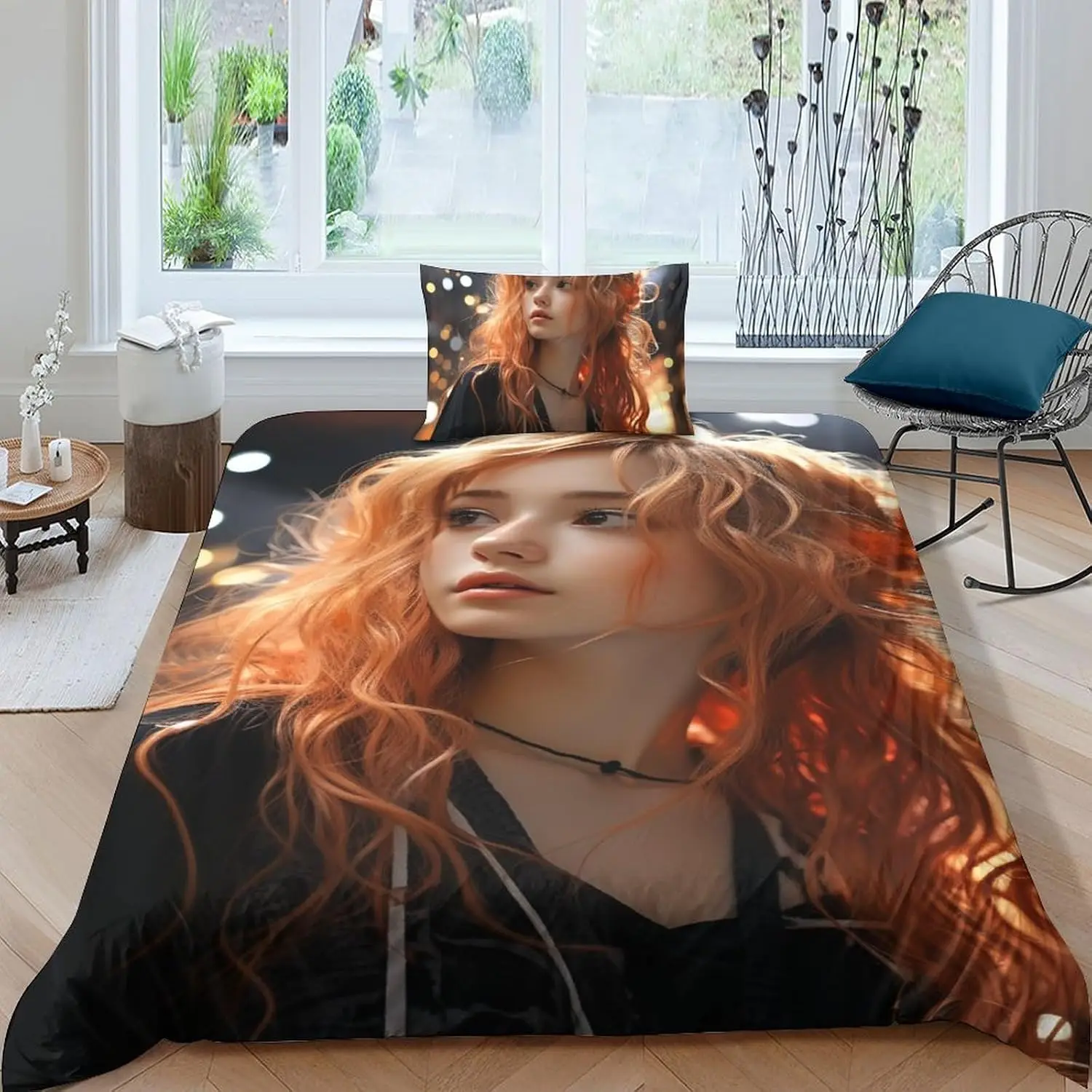 Anime Series Bedding Duvet Cover Set Queen Size 3D Print Pretty Face Girls Comforter Covers With 2 Pillowcases