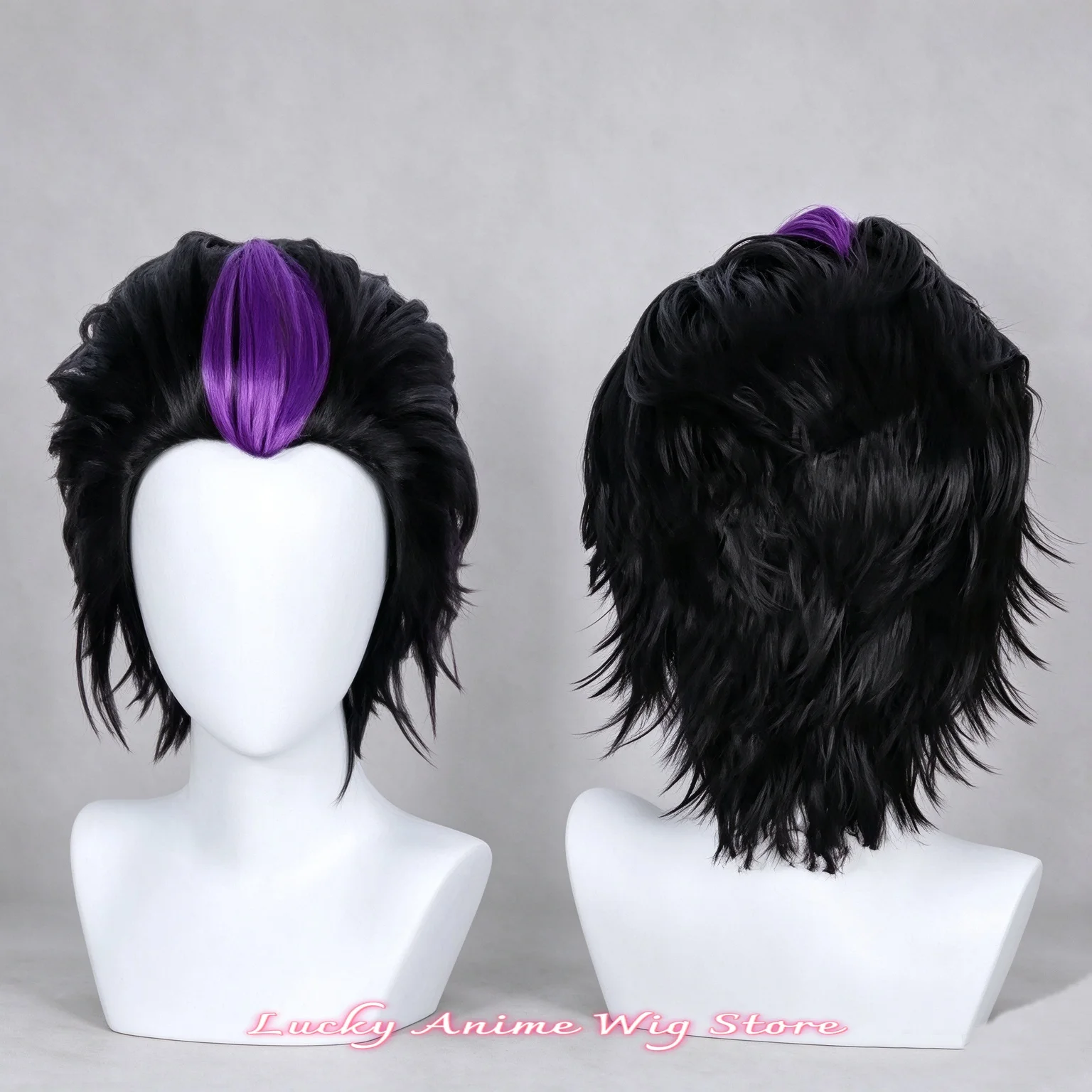 cosplay Eridan Ampora wig Anime game party synthetic heat-resistant wig black mixed purple wig