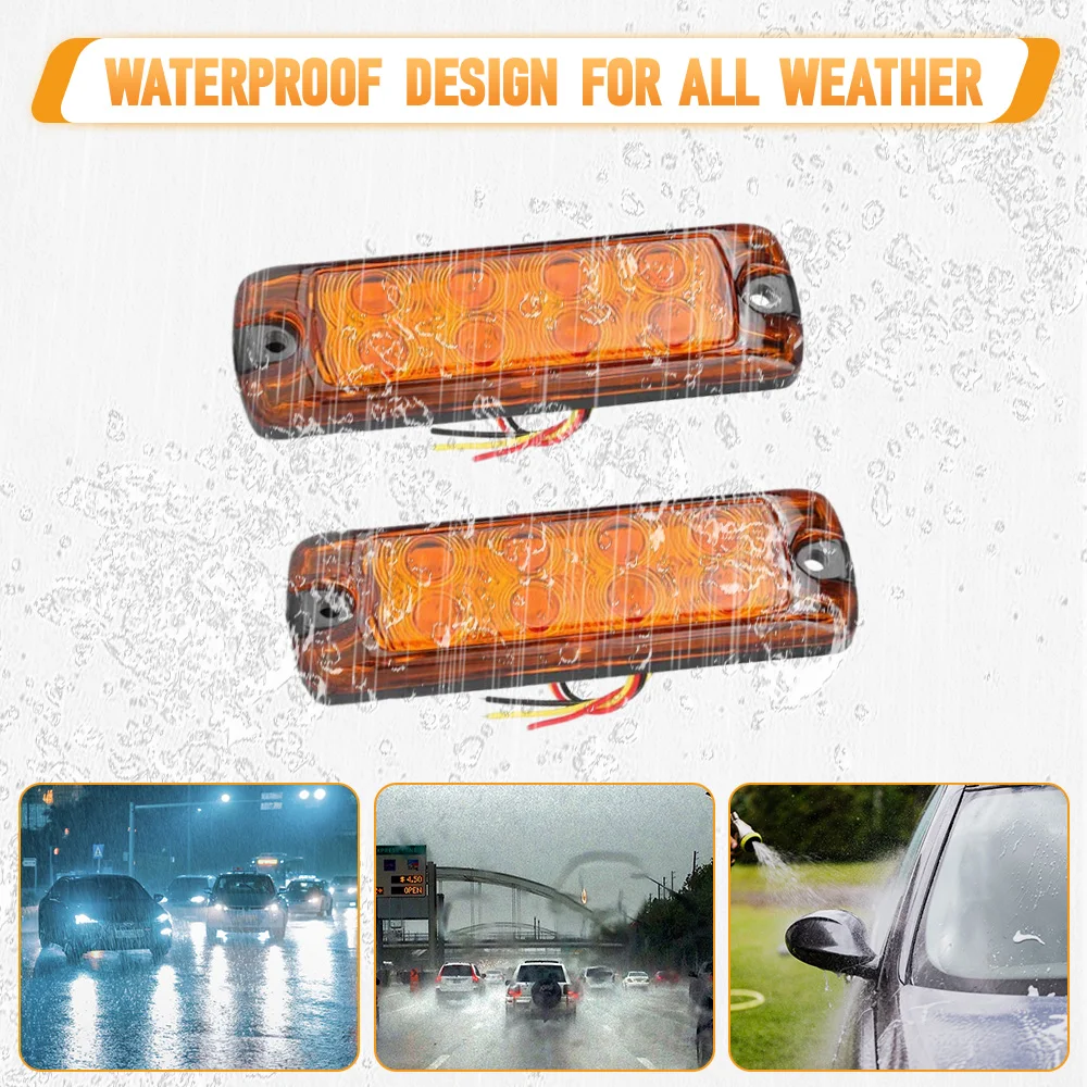 

1 pair LED Side Marker Light 12V 24V Warning Signal Light Amber Light Tail Lamp For Truck Van RV Car Boat Trailers