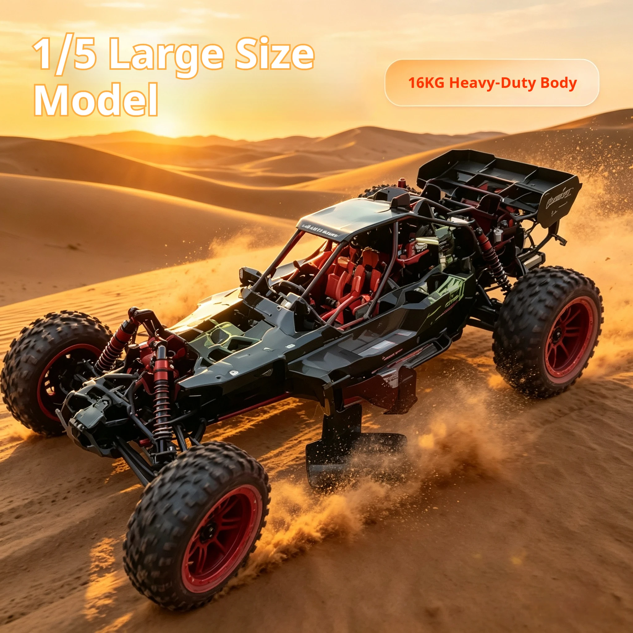 BAJA‑A 1/5 29CC Gas RC Buggy 2.4G 6‑Channel 40KG Servo Aluminum Alloy Chassis 16KG Off‑Road Remote Control Car