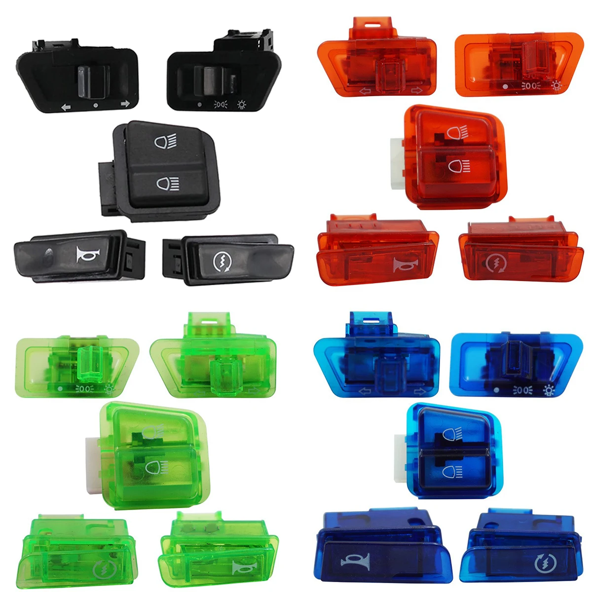 Motorcycle Switch Button Kit, 5pcs Starter+High/Low Beam+Headlight+Horn+Turn Signals, For GY6 50cc 125cc 150cc