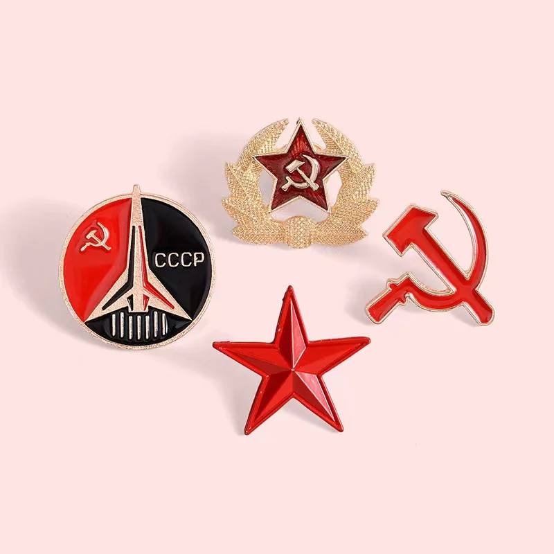 Pin Club | Red Star Abzeichen Geschichte symbolische Bedeutung benutzer definierte Emaille Brosche Sichel Hammer kommunist ischen Rucksack Hut dekorieren Großhandel