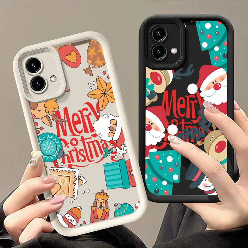 

Happy Christmas Phone Case For Motorola Moto Edge 60 50 Fusion 40NEO G85 G84 G75 G54 G53 G35 G34 G22 G15 G14 E40 E32 Funda Cover