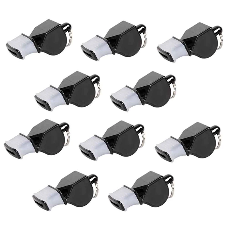 

10 PCS Professional Whistle Soccer Basketball Referee Whistle Black Plastic High Quality Big Sound Whistle Seedless