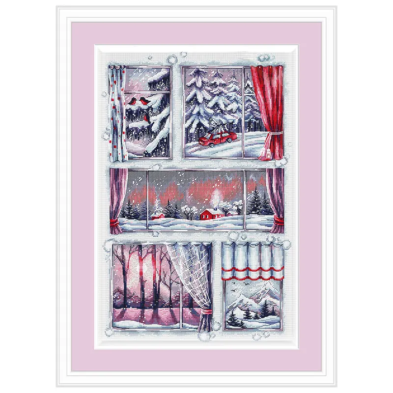 Fishxx Cross Stitch Kit Window Snow C1645 Winter Precision Printing