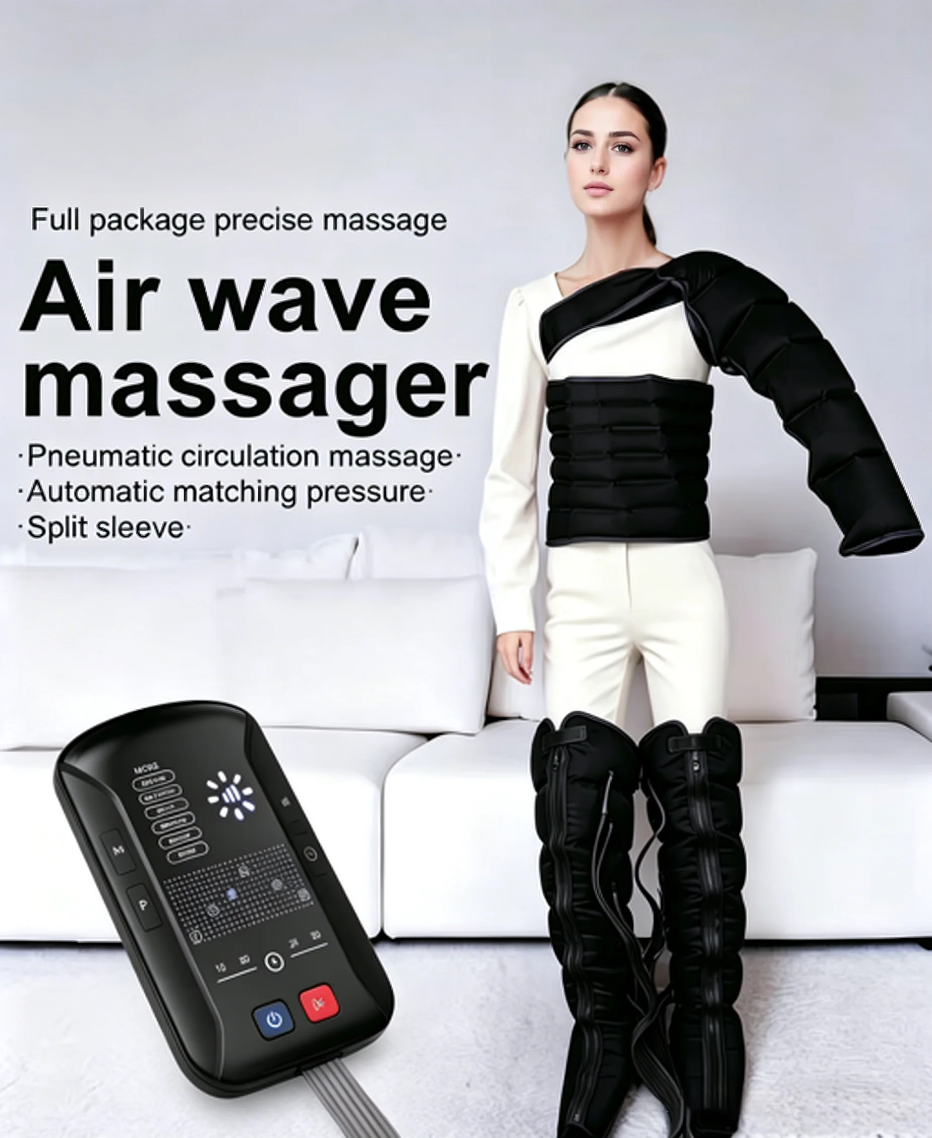 8 Chamber Air Compression Massage Boots, Pneumatic Leg Massager, Smart Control, Athlete Recovery, Running Gym Muscle Relaxation