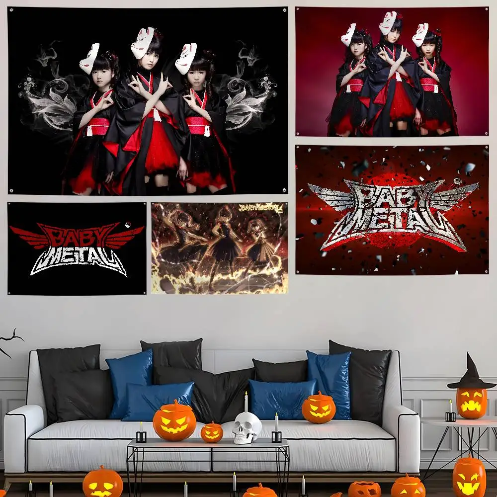 B-Babymetal Japanese Pop Group Music Star Flag Custom Flags Wall Hanging Tapestry Outdoor Decorative flag Background Blanket