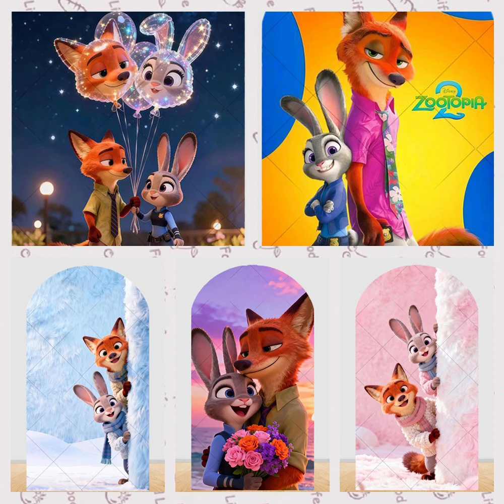 Zootopia Judy & Nick Arch Backdrop Cover Elastic Fabric Chil