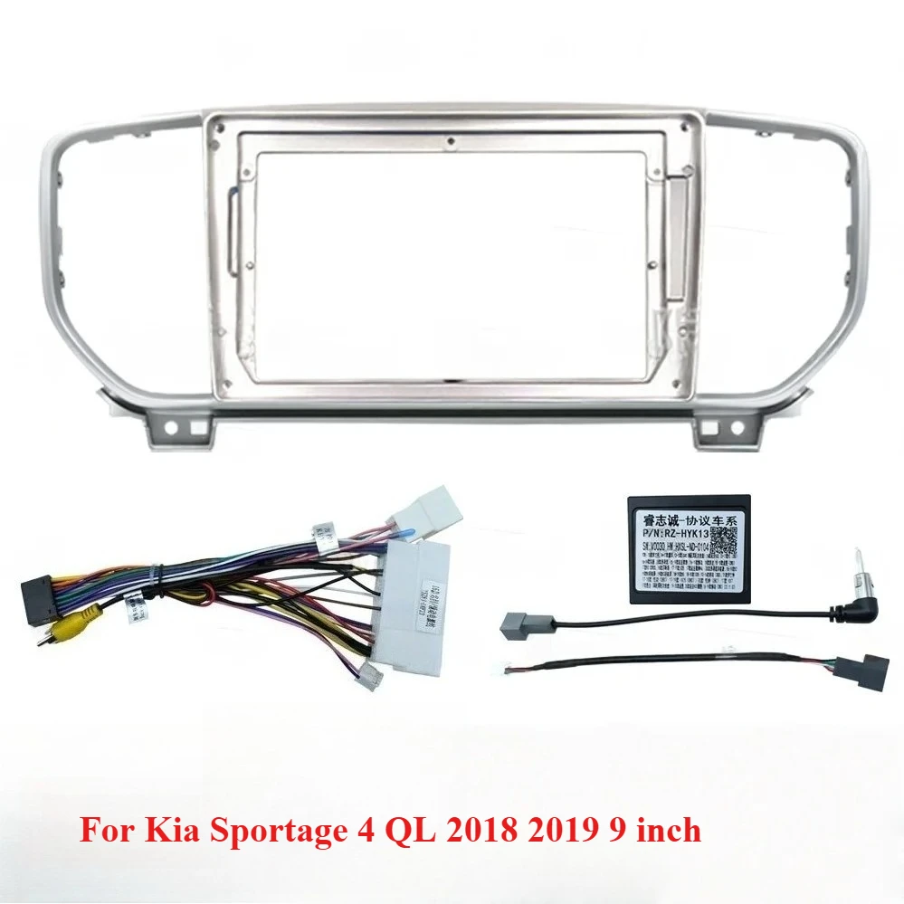 Car Radio Fascias Frame For Kia Sportage 4 QL 2018 2019 9 inch 2DIN Stereo Panel Harness Wire Adapter Canbus Decoder Connector