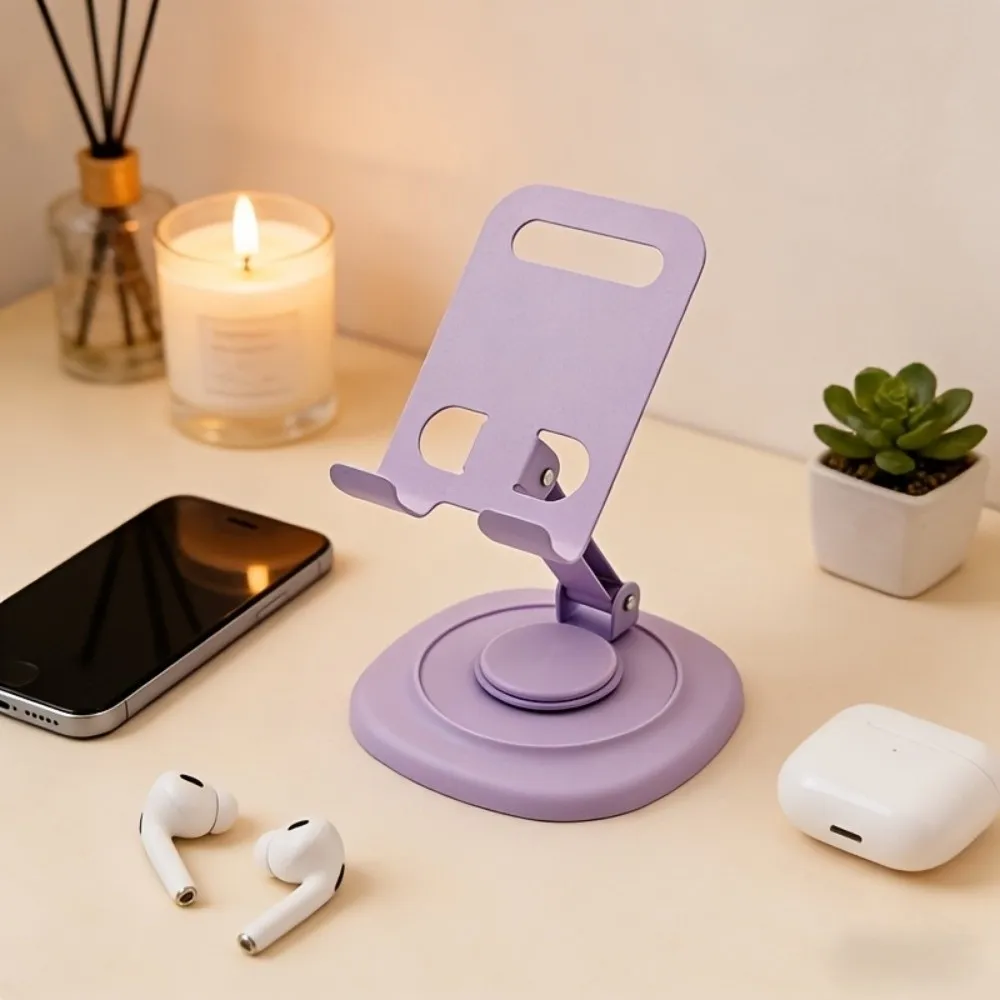 Stable 360° Rotatable Phone Stand Foldable Sturdy Phone Holder Universal Portable Metal Phone Stand Home