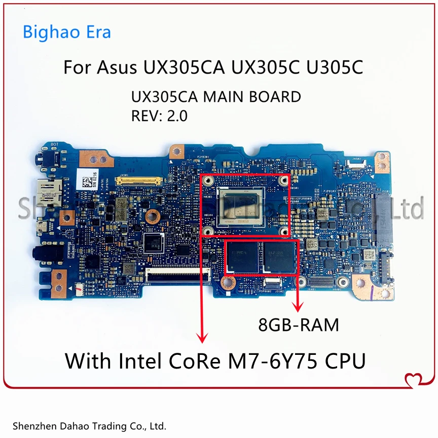 

For Asus Zenbook UX305CA U305C UX305C Laptop Motherboard UX305CA MAIN BOARD With M7-6Y75 8G-RAM 100% Fully Tested